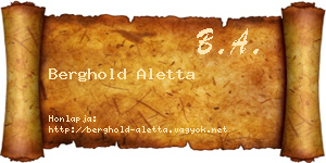 Berghold Aletta névjegykártya
